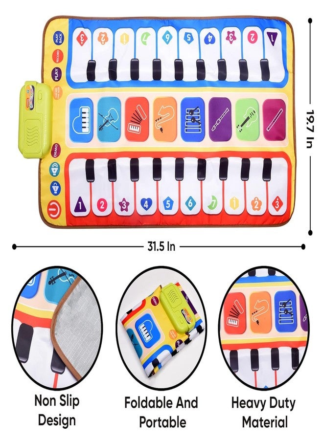 JOLYMIT Double-Sided Musical Piano Mat for Kids - 80 X 50 cm Large Touch Dance Carpet with Sounds & Keyboard, Educational Toy for Toddlers 1-6 - Image 2